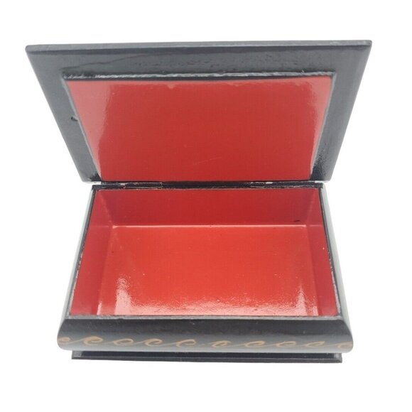 Boyarinoff Russian Trinket Tea Box Posiden Scene Lacquered Wood EUC 3.5" X 2.5"‎ - Picture 9 of 12